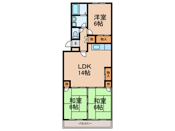 第２ｺｰﾎﾟ川頭の物件間取画像